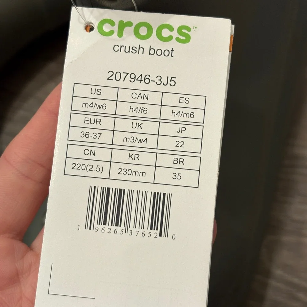 Crocs Crush Boot Dusty Olive Green Platform Waterproof Rain Boots Gorpcore 6 NEW